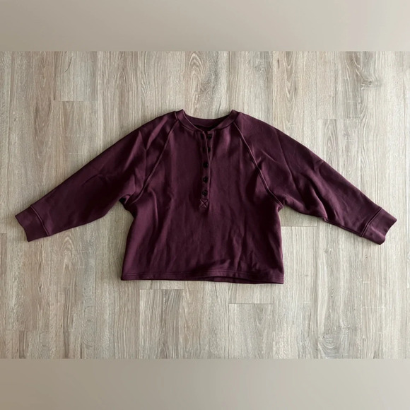 NWOT Madewell Women’s MWL Betterterry Henley Sweatshirt Monor Purple Size Small - Picture 6 of 8